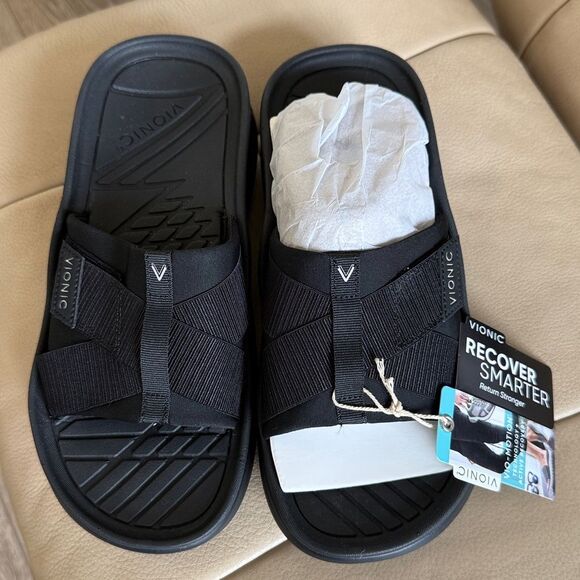 New With Tags Vionic Rebound Unisex Recovery Slide Sandals Comfort & Support 8M - Picture 1 of 7